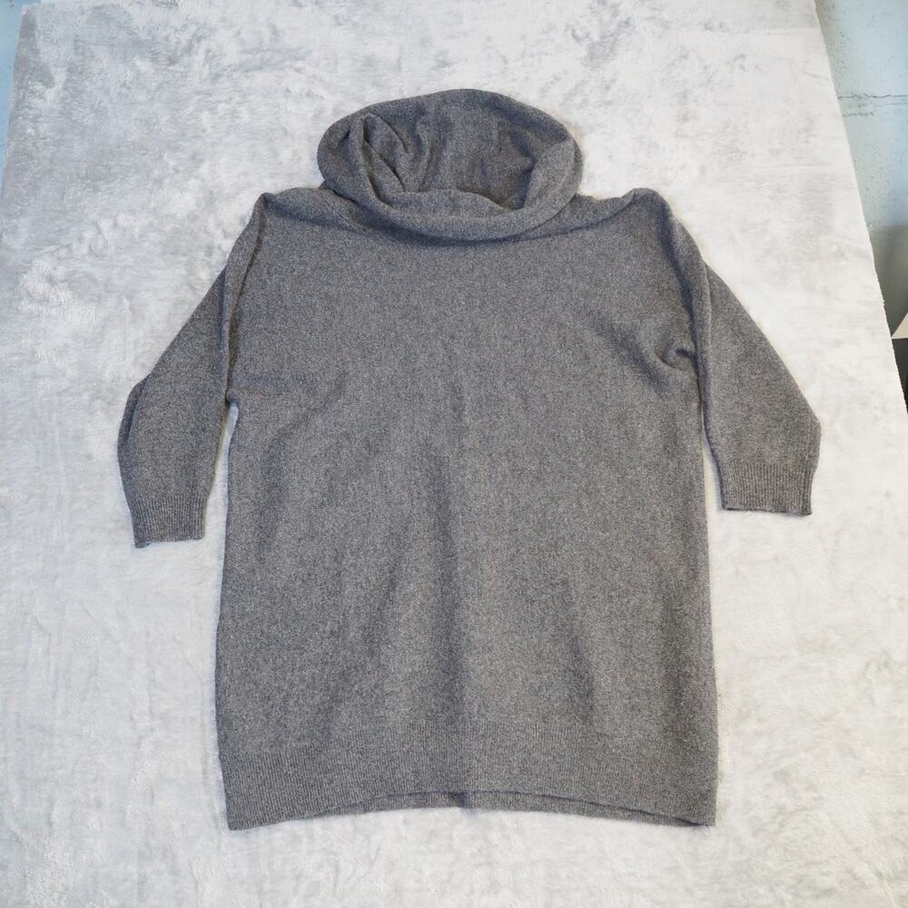 Magaschoni 100% Cashmere Tunic‎ Sweater Women's Medium 3/4 Sleeve Charcoal Gray